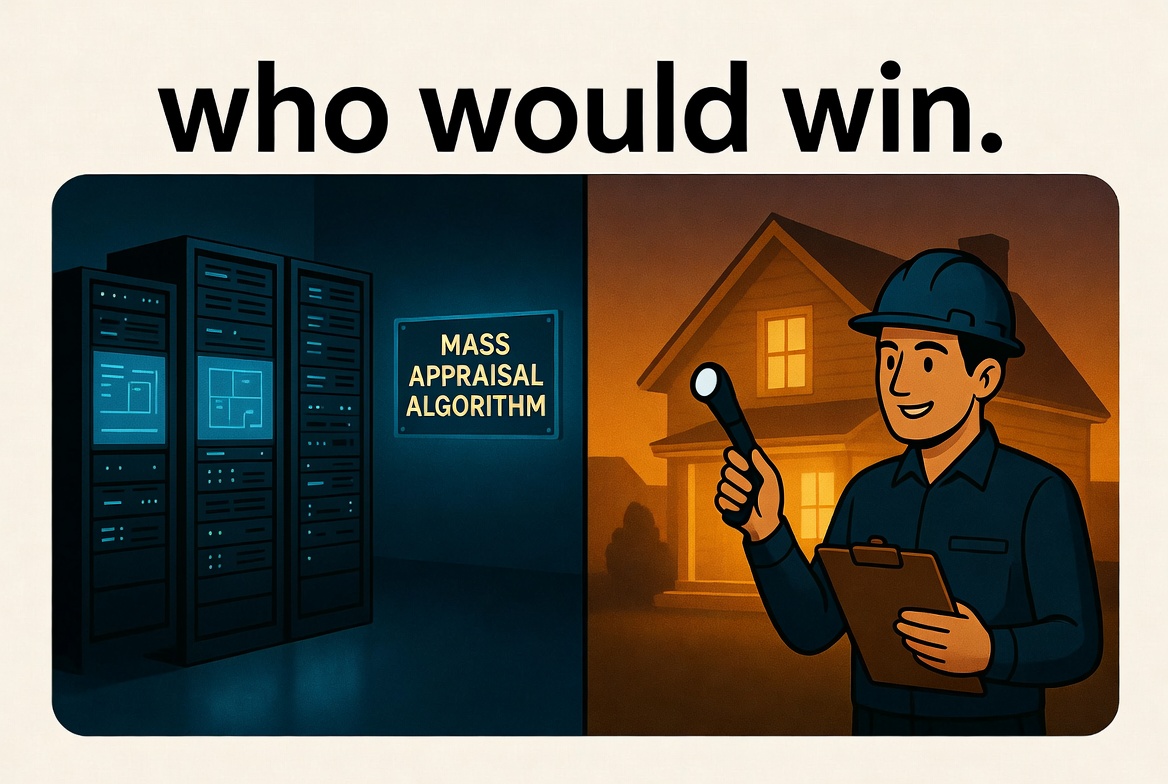 Who would win: a mass appraisal algorithm vs. one local appraiser with a flashlight